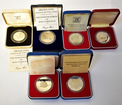 Lot 862 - Six silver-proof coins, to include two...