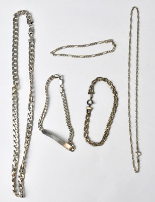 Lot 1129 - Three 925 silver bracelets, comprising a three-...