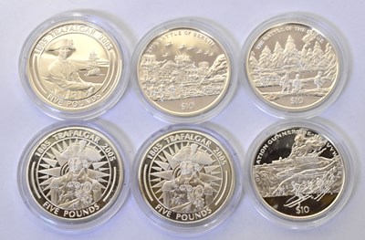 Lot 861 - Six battle themed commemorative silver-proof...