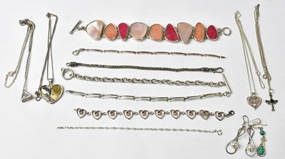 Lot 1132 - A group of silver jewellery, to include a...