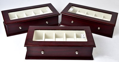Lot 1177 - Three watch display boxes, for five watches...