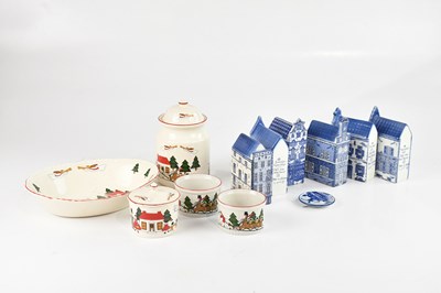 Lot 1266 - MASONS; 'Christmas Village' pattern ceramics,...