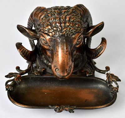 Lot 235 - A late 19th/early 20th century bronzed ram's...