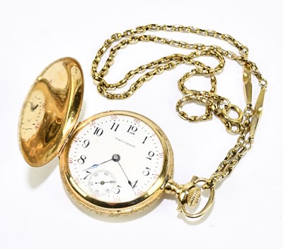 Lot 1768 - A 14ct yellow gold full Hunter crown wind fob...
