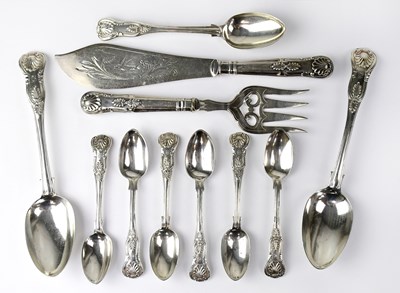 Lot 891 - A quantity of hallmarked silver Kings pattern...