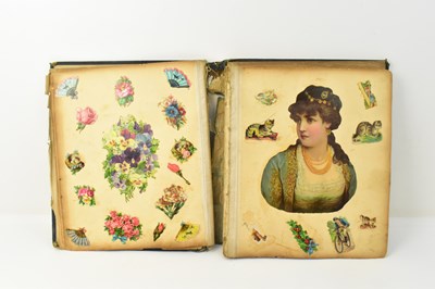 Lot 675 - A large Victorian/Edwardian scrapbook album,...