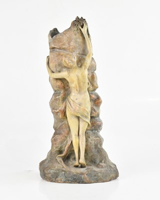 Lot 1395 - FREDERICK GOLDSCHEIDER; a large vase moulded...