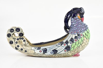 Lot 1426 - AMPHORA; an unusual bowl formed as a peacock,...