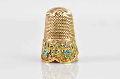 Lot 2261 - A late Victorian turquoise set yellow metal...