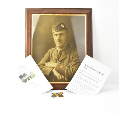 Lot 587 - A pair of WWI medals awarded to Lieutenant J....