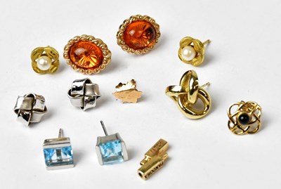 Lot 1113 - A group of 9ct gold earrings, comprising a...