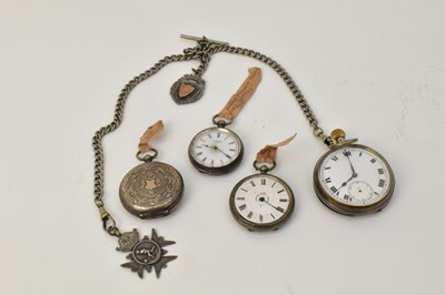Lot 1175 - Four silver cased open face pocket watches,...