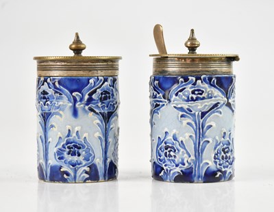 Lot 49 - WILLIAM MOORCROFT; a lidded mustard and pepper...