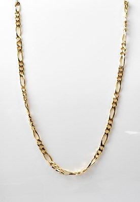 Lot 1096 - A 9ct yellow gold flat link figaro chain...