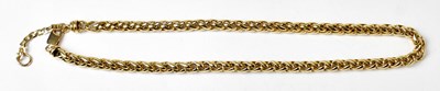 Lot 1093 - A 9ct yellow gold wheat pattern chain necklace,...