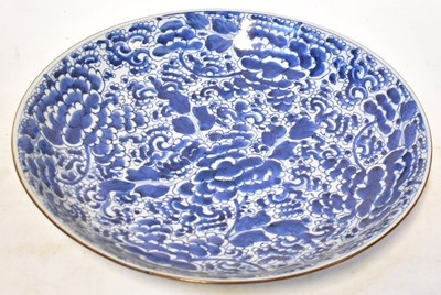 Lot 160 - A Chinese blue and white large bowl, painted...