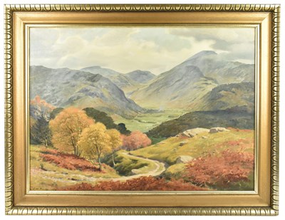 Lot 1406 - GEOFFREY H POOLEY (1908-2006); oil on board, landscape scene