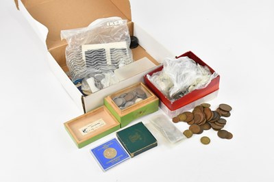 Lot 520 - A collection of coins including threepences,...