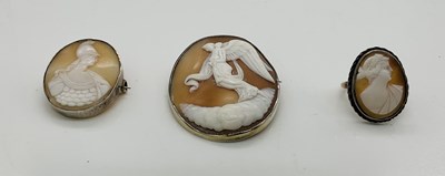 Lot 667 - A Victorian white metal framed oval cameo...