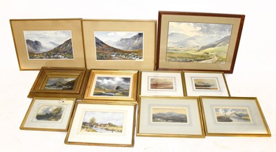 Lot 1424 - R.T MUNN; a pair of watercolours, sheep in landscape scene