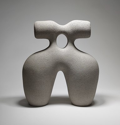 Lot 576 - RACHEL PETERS; 'The Kiss II', a grogged grey...