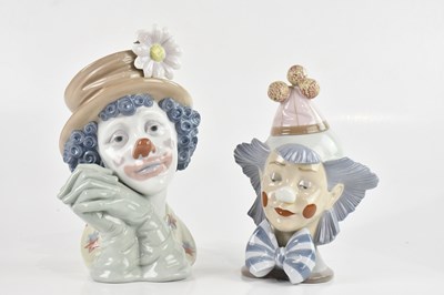 Lot 1759 - LLADRÓ; two ceramic busts of clowns, height of...