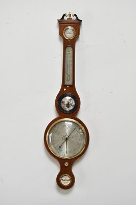 Lot 1144 - A 19th century inlaid mahogany wheel barometer...