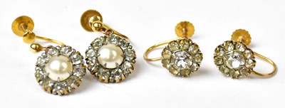 Lot 1112 - Two pairs of 9ct yellow gold screw-back...
