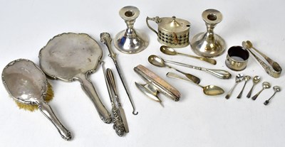 Lot 721 - A group of silver items including a pair of...