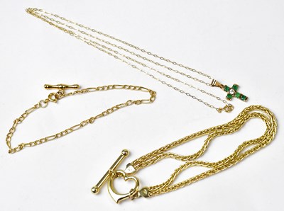 Lot 1058 - A 9ct yellow gold two-strand chain bracelet...