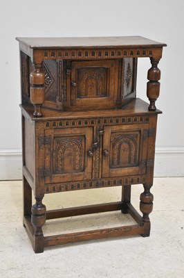 Lot 133 - A reproduction oak court cupboard of small...