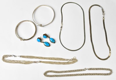 Lot 1142 - A group of silver jewellery, comprising a pair...