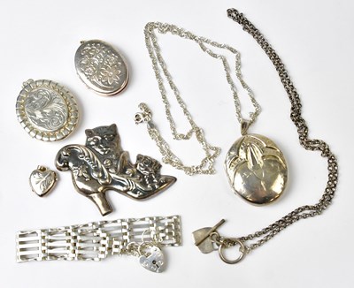 Lot 1134 - A group of silver jewellery, comprising an...