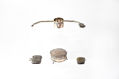 Lot 824 - Silver items comprising a lidded jewellery box,...