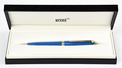 Lot 735 - MONTBLANC; an unused Pix petrol blue ballpoint...
