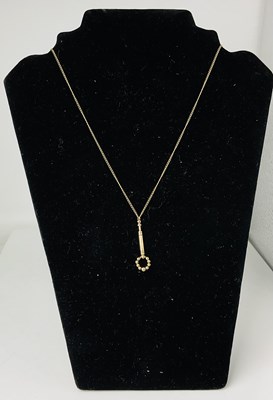 Lot 650 - A 9ct yellow gold pendant on fine link chain,...