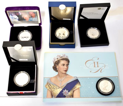 Lot 903 - THE ROYAL MINT; five silver proof coins, £5...