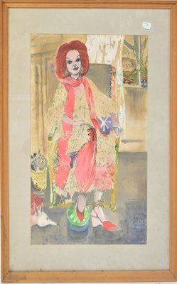 Lot 457 - MARY PARKER; watercolour and pen, 'Portrait of...