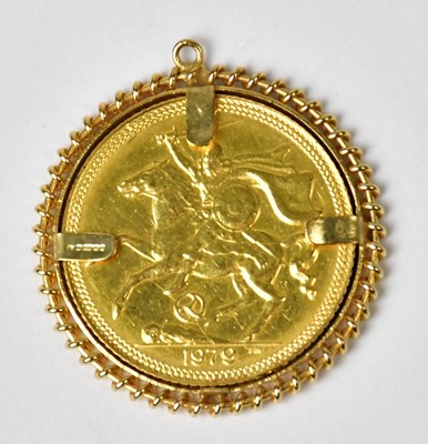 Lot 775 - An Isle of Man half sovereign, 1979, in a 9ct...