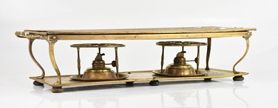 Lot 1199 - A vintage brass food warmer, width 68cm.