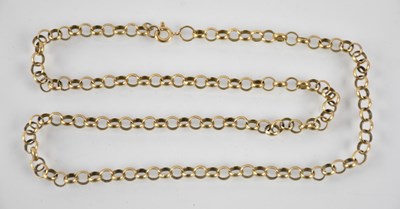 Lot 1385 - A 9ct yellow gold belcher link necklace, with...