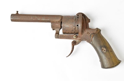 Lot 550 - A 19th century Belgian 7mm pinfire revolver,...