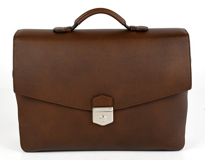 Lot 671 - MONTBLANC; an unused brown pebbled leather...