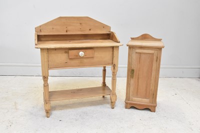 Lot 96 - A pine single drawer wash stand, height 101cm,...