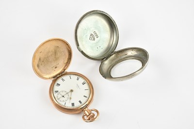 Lot 437 - WALTHAM USA; a gold plated pocket watch, the...