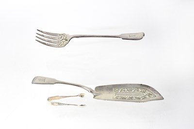 Lot 885 - A William IV hallmarked silver fish slice,...