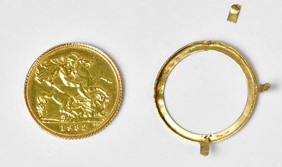 Lot 774 - An Elizabeth II half sovereign, 1982, together...