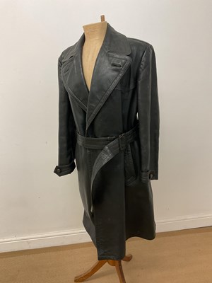 Lot 269 - A Striwa German Wehrmacht black leather coat;...