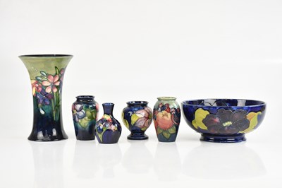 Lot 1867 - MOORCROFT; a 'Clematis' pattern fruit bowl,...