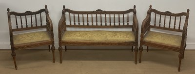 Lot 822 - A light oak two seater sofa, height 79cm,...